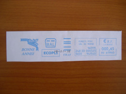 EMA Bleu Sur Fragment  HV 411960 RUNGIS  Avec Illustration  BONNE ANNEE - EMA (Printer Machine)