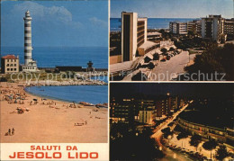 72453736 Lido Di Jesolo Strand Leuchtturm Hotel Nachtaufnahme  - Sonstige & Ohne Zuordnung