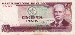 BILLETE DE CUBA DE 50 PESOS DEL AÑO 1990 DE CALIXTO GARCIA (BANKNOTE) - Cuba