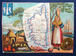 CHROMO..... CORSE....CARTE GEOGRAPHIQUE  ET SES SPECIALITES - Autres & Non Classés