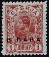 SERBIA 1901 15 PARA ON 1 DINAR SILK PAPER (Mi 52) MLH * OFFER! - Serbia