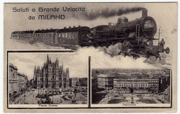 FERROVIA - TRENI - SALUTI A GRANDE VELOCITA' DA MILANO - 1927 - Vedi Retro - F.p - Milano (Milan)