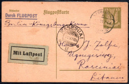 Carte Postale De Poste Aérienne De Berlin à Raseiniai En Lituanie Du 4 Aout 1924 - Lettres & Documents