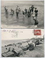 LOT 2 CPA Voyagé 1911 * PORNICHET Scène De Bains ( Beau Plan Baigneurs ) & La PLAGE ( Cabines ) - Pornichet