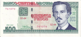 REPLACEMENT - BILLETE DE CUBA DE 500 PESOS DEL AÑO 2022 (BANK NOTE) IGNACIO AGRAMONTE (REEMPLAZO) - Cuba