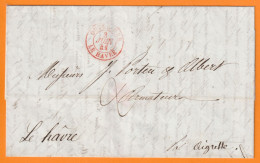 1841 - Paquebot Aigrette - Lettre De MONTEVIDEO, Uruguay Vers LE HAVRE, France - Cad Rouge OUTRE - MER - Correo Marítimo