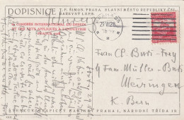 Tchécoslovaquie Carte Postale Praha Pour La Suisse 1928 - Brieven En Documenten