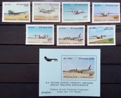 Uzbekistan 1995, Airplanes, MNH S/S And Stamps Set - Oezbekistan