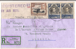 Lettre Recommandée Lindi Tangannyika 1951 Destination Algéria - Kenya, Uganda & Tanganyika