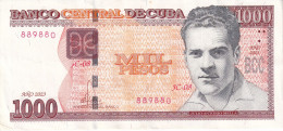 BILLETE DE CUBA DE 1000 PESOS DEL AÑO 2023 EN CALIDAD EBC (XF) (BANK NOTE) JULIO ANTONIO MELLA - Cuba
