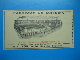 (1909) Fabrique De Soieries - GENIN Fils - Saint-Denis-de-Cabanne (Loire) Et à Lyon, Rue Des Capucins - Publicidad