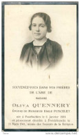Faire-parts Mortuaire Olivia Quennery, Né à Fourbechies En 1901, Décédée à Froidchapelle En 1941 - Devotion Images