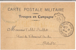 Carte Militaire Neuchateau ( Troupe En Campagne 1915 ) Destination Vilars Sur Ouche - Guerra Del 1914-18