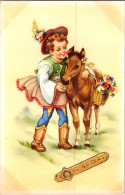 Carte -  Enfants   ,   St Nicolas   , Cheval        AQ802 - Sinterklaas
