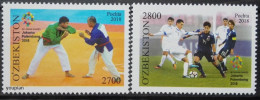 Uzbekistan 2018, Asian Games In Jakarta - Wrestling And Football, MNH Stamps Set - Uzbekistan