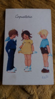 CPA CPSM FANTAISIE ENFANTS DESSIN SIGNE COQUETTERIE FILLETTE 2 GARCONS SP - Scene & Paesaggi