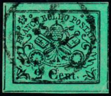 PONTIFICIO 1867 2 CENT. VERDE GIALLO (Sass. 13) USATO OFFERTA! - Papal States