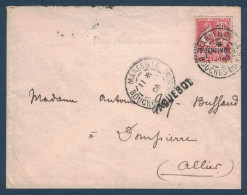 GRIFFE PAQUEBOT Sur LETTRE AFFRANCHIE MOUCHON MAROC N° 12 OBLITÉRÉ CAD FRANÇAIS MARSEILLE De 1909 Pour DOMPIERRE ALLIER - Brieven En Documenten