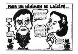 "C. EVIN-M.BARZACH POUR UN MINIMUM DE LAICITÉ" - LARDIE Jihel Tirage 85 Ex. Caricature Politique Franc-maçonnerie CPM - Satirisch