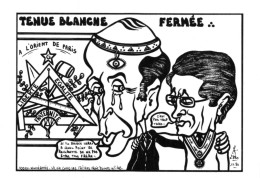 "TENUE BLANCHE FERMÉE" - LARDIE Jihel Tirage 100 Ex. Caricature Politique VGE Roger LERAY Franc-maçonnerie CPM - Satirisch