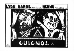 "Raymond Barre Et Charles Hernu Dans GUIGNOL "- LARDIE Jihel Tirage  85 Ex. Caricature Politique Franc-maçonnerie CPM - Satirical