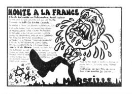 MARSEILLE élection - "HONTE A LA FRANCE" - LARDIE Jihel Tirage  85 Ex. Caricature LE PEN Franc-maçonnerie Judaïsme CPM - Zonder Classificatie