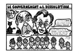 "Le Gouvernement De La Dissolution" - LARDIE Jihel Tirage 85 Ex. Caricature MITTERRAND ROCARD Franc-Maçonnerie CPM - Satirische