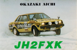 VOITURE De COURSE / RACE CAR On SNOW Sur CARTE QSL / RADIOAMATEUR - OKAZAKI AICHI / JAPAN -  1987 - RRR ! (an719) - Rallyes