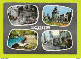 63 RIOM LE BEAU En 4 Vues De 1969 Rue Gomot Fontaine D'Adam Et Eve Renault 4L Porte Ouverte - Riom