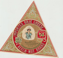 Etiquette Fromage:   Camembert  :  Imported Brie  Cheese, Beech -nut Brand Normands, U S A - Fromage