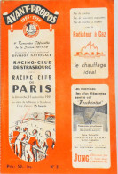 RARE AVANT PROPOS 1955 / 1956 - 4e Rencontre Officielle - RACING-CLUB De STRASBOURG / RACING-CLUB De PARIS Le 11.9.1955 - Libros
