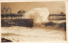 England - BRIGHTON - Rough Sea - The Pier - REAL PHOTO - Brighton