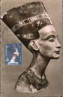 X0656 Egypt, Maximum 1956 Painted Limestone Bust Of Queen Nefertiti,   Egiptology, - Brieven En Documenten