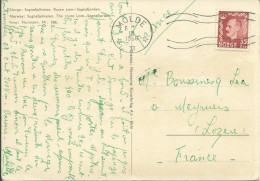 NORVEGE CARTE 35c MOLDE POUR MEYRUEIS ( LOZERE ) DE 1956   LETTRE COVER - Storia Postale