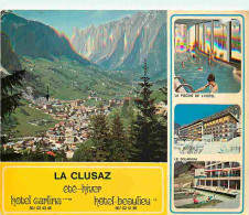 74 - La Clusaz - Multivues - Hotel Carlina Et Beaulieu - Piscine - Solarium - CPM - Voir Scans Recto-Verso - La Clusaz
