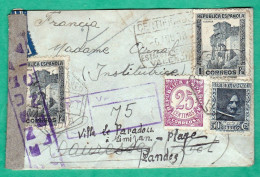 ESPAGNE - LETTRE CENSUREE DE 1937 - MASANASA (VALENCIA) POUR MIMIZAN - 2 SCANS - Brieven En Documenten