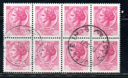 ITALIA REPUBBLICA ITALY REPUBLIC 1968 - 1976 SIRACUSANA TURRITA STELLE STARS LIRE 40 BLOCCO USATO BLOCK USED OBLITERE' - 1961-70: Oblitérés