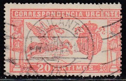 1905-ED. 256  CORREO URGENTE PEGASO 20 CTS. NARANJA-USADO FECHADOR ALICANTE 17NOV22 - Gebraucht