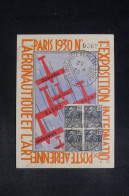 FRANCE  - Carte De La 1ère Exposition De Poste Aérienne, De Paris En 1930 Pour Paris, Vignettes Au Dos  - L 152540 - 1927-1959 Briefe & Dokumente