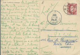 NORVEGE CARTE 35c OLDEN POUR BRIVE LA GAILLARDE ( CORREZE ) PUIS PARIS DE 1956 LETTRE COVER - Covers & Documents