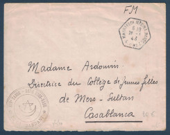 RARE CACHET HEXAGONAL De MARRAKECH MEDINA CORRESPONDANT POSTAL (POSTE RURALE) De 1943 Sur LETTRE FM TABOR GOUM HORS RANG - Cartas & Documentos