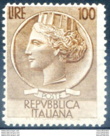 Repubblica. Turrita Grande Formato. Lire 100, Varietà. Dent. 13,5 X 12,25 (1955). - Variedades Y Curiosidades