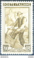 Repubblica. Italia Al Lavoro. Lire 200, Varietà. Dent. 13,25 X 14,25 (1950). - Abarten Und Kuriositäten