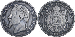 FRANCE - 1868 - 5 Francs Napoléon III - Strasbourg (BB) - ARGENT 900‰ - 20-068 - 5 Francs