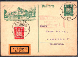 Carte Postale Poste Aérienne De Gorlitz à Hambourg De 1926 Flugpostkarte Von Görlitz Nach Hamburg Aus Dem Jahr 1926 - Cartas & Documentos