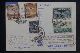 FRANCE  - Traversée De L'Atlantique Sur Carte Air France, De Paris Pour Santiago Du Chili Et Retour En 1937  - L 152544 - 1927-1959 Cartas & Documentos