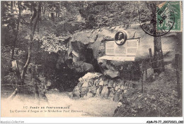 ADMP9-77-0761 - FORET DE FONTAINEBLEAU - La Caverne D'augas Et Le Médaillon Paul Merwart  - Fontainebleau