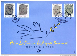 BELGIE - BELGIQUE - ZWEDEN - SUEDE : 1999 : OBC 2838 HK : Gezamelijke Uitgifte - Emission Commune : Henri La Fontaine - Cartas Commemorativas - Emisiones Comunes [HK]