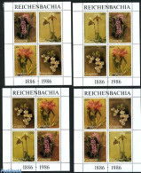 Guyana 1988 Orchids 4x4v M/s, Mint NH, Nature - Orchids - Guyana (1966-...)