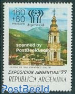 Argentina 1978 World Cup Football 1v, Church Overprint, Mint NH, Religion - Sport - Churches, Temples, Mosques, Synago.. - Unused Stamps